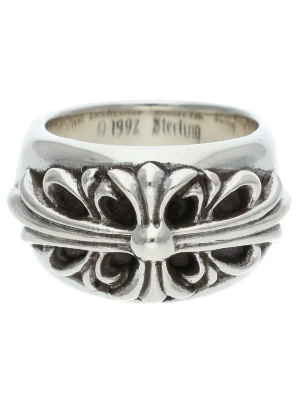 Chrome Hearts Flrl Floral Cross Silver Ring